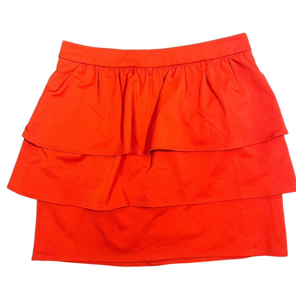 H&M Tiered Mini Skirt Ruffle Flounce Party‎ Cocktail Red Size 12